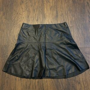 Vince Black Leather Skater Skirt Mini Skirt